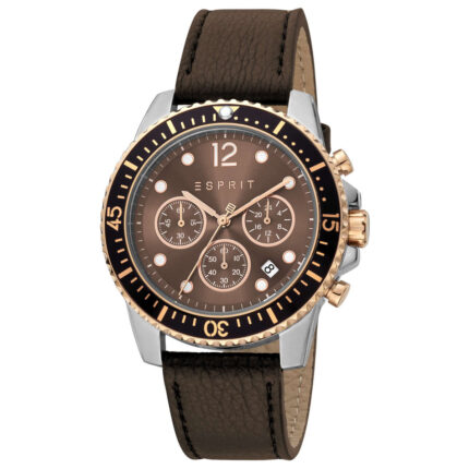 Esprit Hudson Brown Leather Brown Dial Chronograph For Men