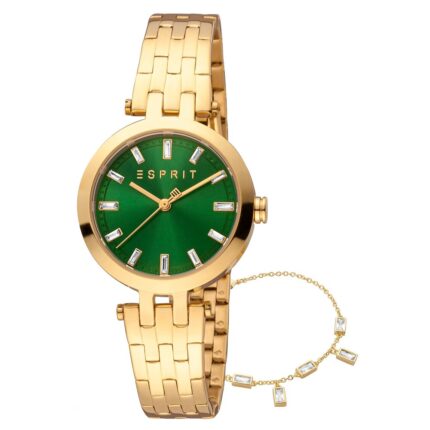 Esprit Melina Golden St. Steel Green Dial With Bracelet For Women