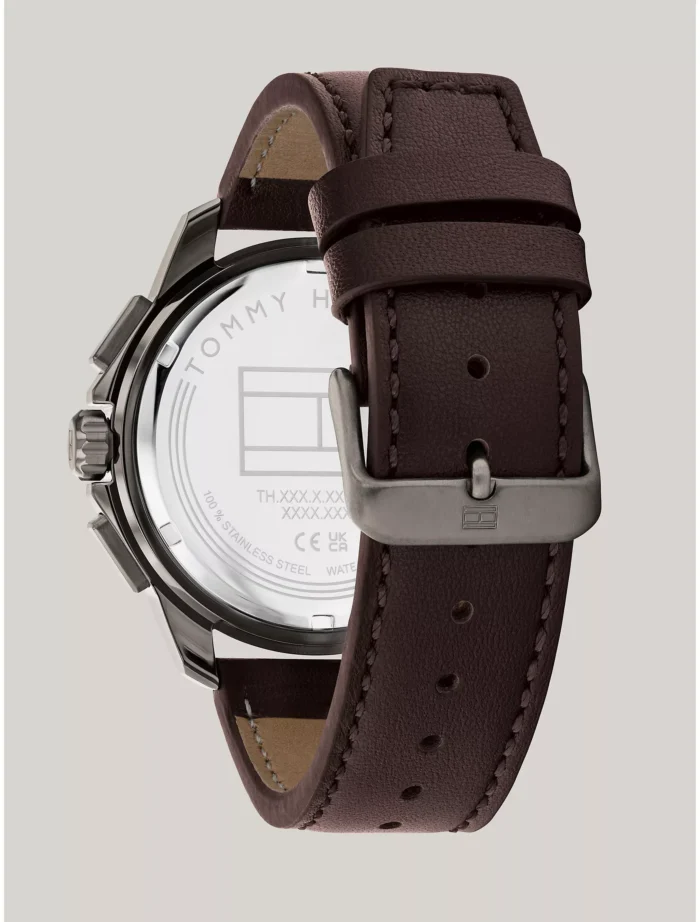 Tommy Hilfiger Men's 44mm Brown Strap Watch - Anthracite Dial - Image 2
