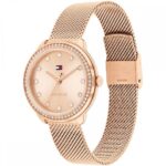Tommy HilfigerLadies Demi 32mm Stone Set Rose Dial Mesh Bracelet Watch - Image 2