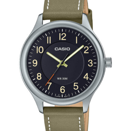 Casio General MTP-B160L-1B1V Green Genuine Leather Band Men Watch