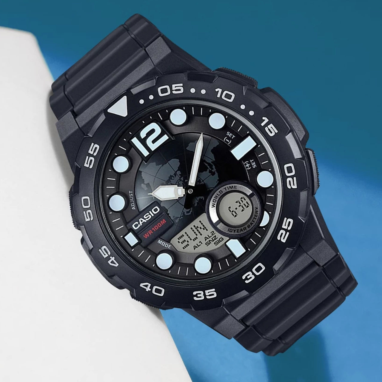 Casio Digital-Analogue Black Combination Men's Watch | AEQ-100W-1BVDF - Image 3