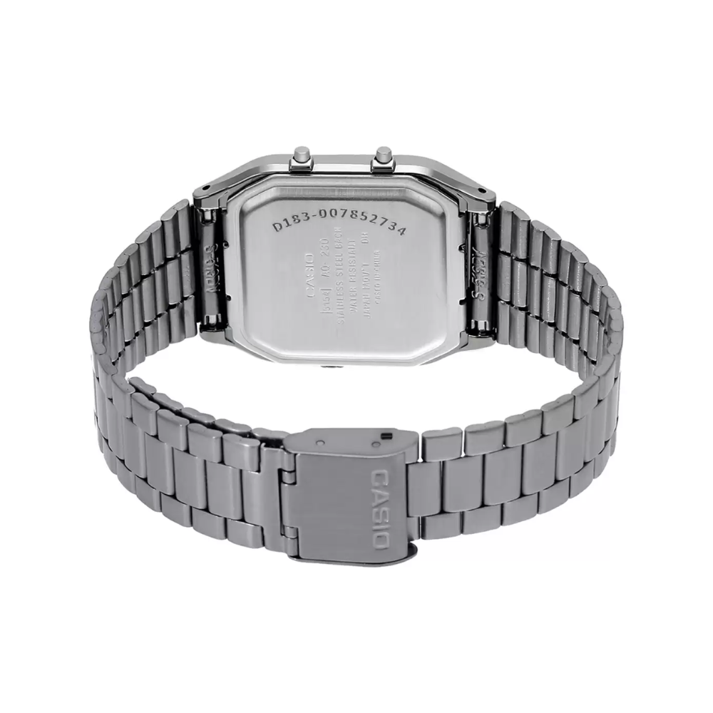Casio Vintage Dual Time Black Gray Chain Watch AQ-230GG-2ADF - Image 6