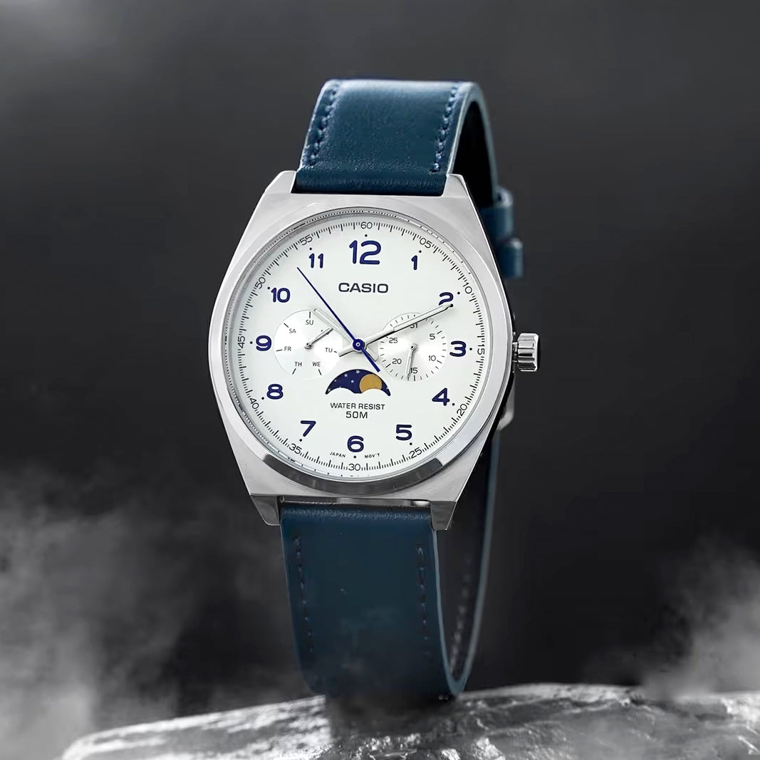 WW2636 Casio Standard Moon Phase Day Date Chain Watch MTP-M300L-7AVDF - Image 2